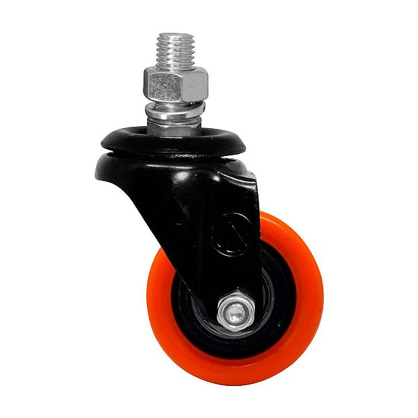 RODÍZIO GIRATÓRIO ROSCA PVC LARANJA REFORÇADO MÓVEIS 3" 75MM