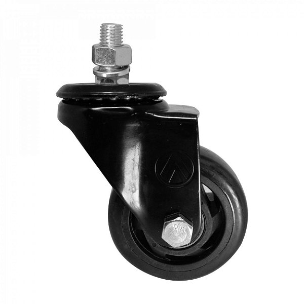 RODÍZIO GIRATÓRIO ROSCA PVC PRETO REFORÇADO MÓVEIS 3" 75MM