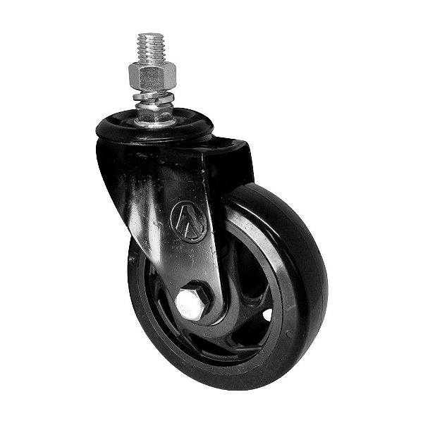 RODÍZIO GIRATÓRIO ROSCA PVC PRETO REFORÇADO MÓVEIS 5"