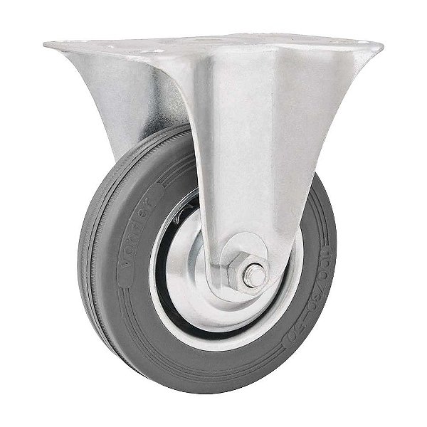 RODÍZIO RODA FIXO BORRACHA CINZA 4" 101MM 60KG LEVE