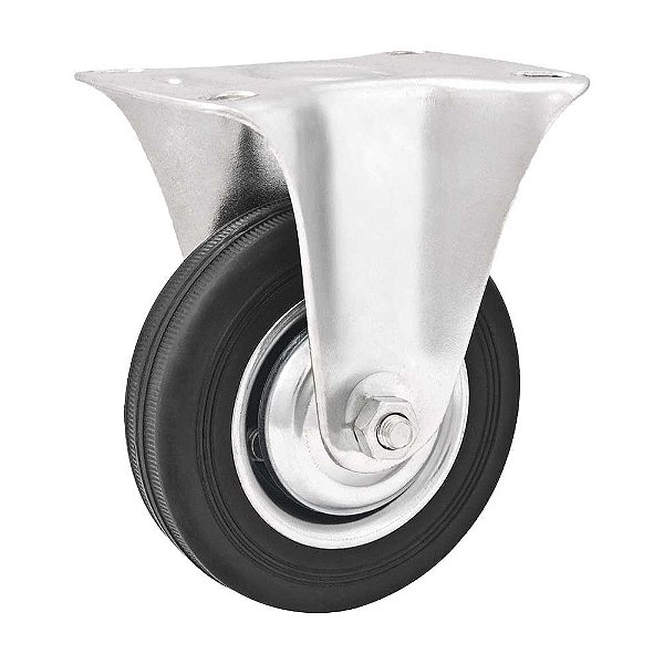 RODÍZIO RODA FIXO BORRACHA MACIÇA PRETA 5" 127MM 100KG LEVE