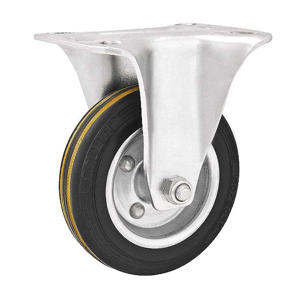 RODÍZIO RODA FIXO BORRACHA MACIÇA PRETA AÇO 3" 76MM 60KG