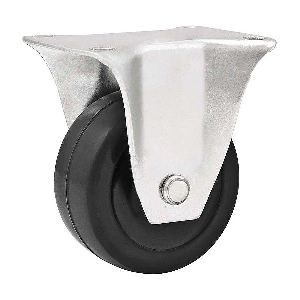 RODÍZIO RODA FIXO BORRACHA PRETA 2" 50MM 25KG LEVE