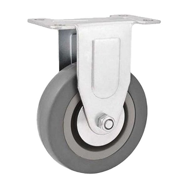 RODÍZIO RODA FIXO BORRACHA PVC CINZA AÇO 3" 76MM