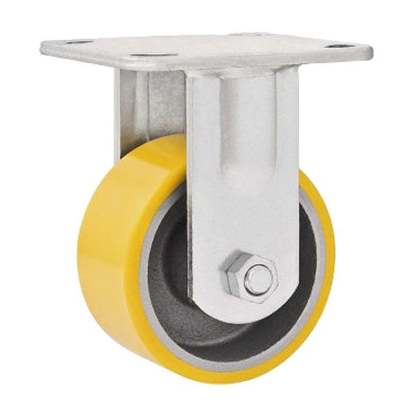 RODÍZIO RODA FIXO POLIURETANO FERRO AMARELA 4" 101MM 200KG