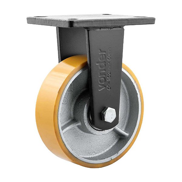 RODÍZIO RODA FIXO POLIURETANO FERRO LARANJA 6" 152MM 700KG