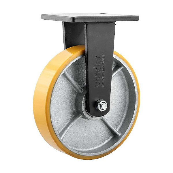 RODÍZIO RODA FIXO POLIURETANO FERRO LARANJA 8" 203MM 900KG