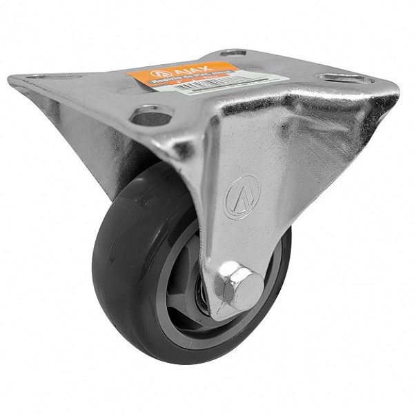 RODÍZIO RODA FIXO PVC CINZA REFORÇADO MÓVEIS 3" 75MM