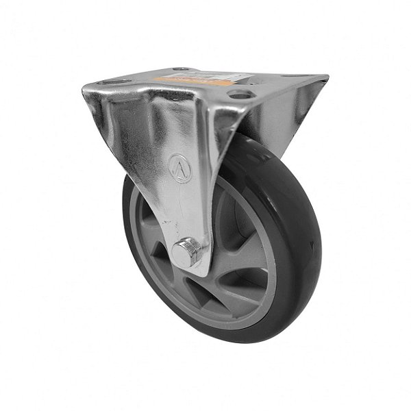 RODÍZIO RODA FIXO PVC CINZA REFORÇADO MÓVEIS 5" 125MM