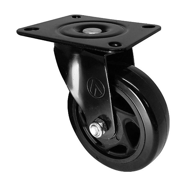 RODÍZIO RODA FIXO PVC PRETO REFORÇADO MOVEIS 3 POLEGA 75MM