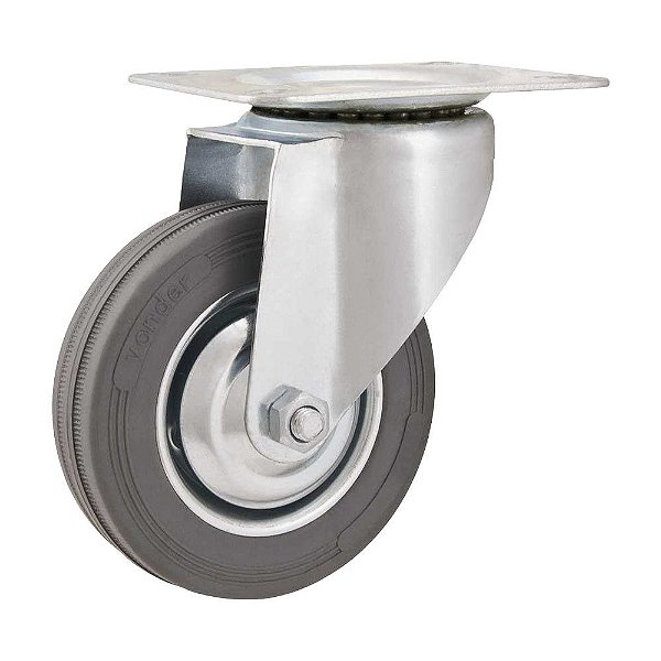 RODÍZIO RODA GIRATÓRIO BORRACHA CINZA 4 101MM 60KG LEVE