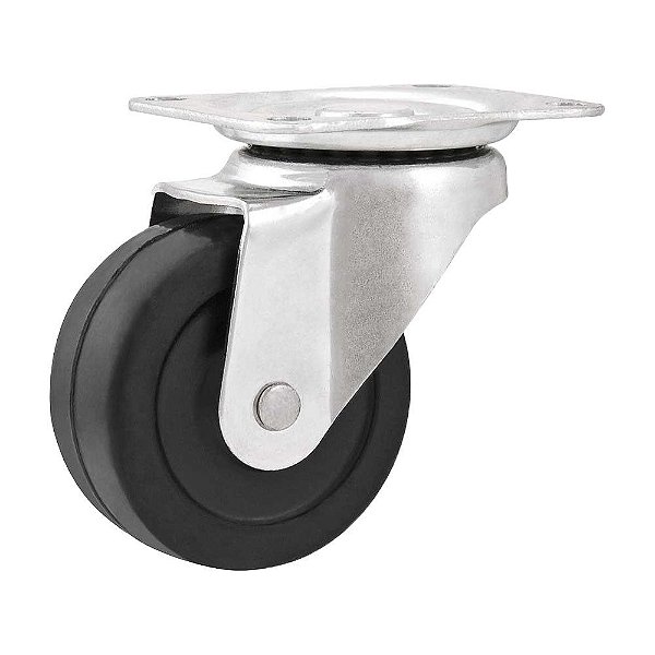 RODÍZIO RODA GIRATÓRIO BORRACHA PRETA 2 50MM 40KG LEVE