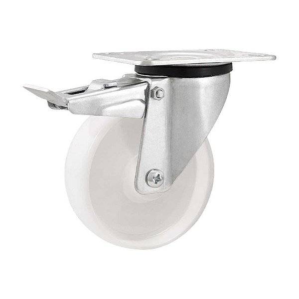 RODÍZIO RODA GIRATÓRIO FREIO NYLON AÇO ZINCADO 2" 50MM 60KG