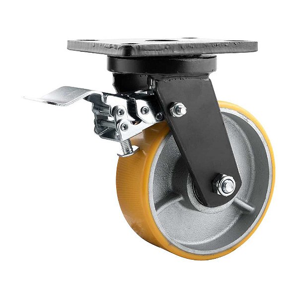 RODÍZIO RODA GIRATÓRIO FREIO POLIURETANO FERRO 6 152MM 700KG