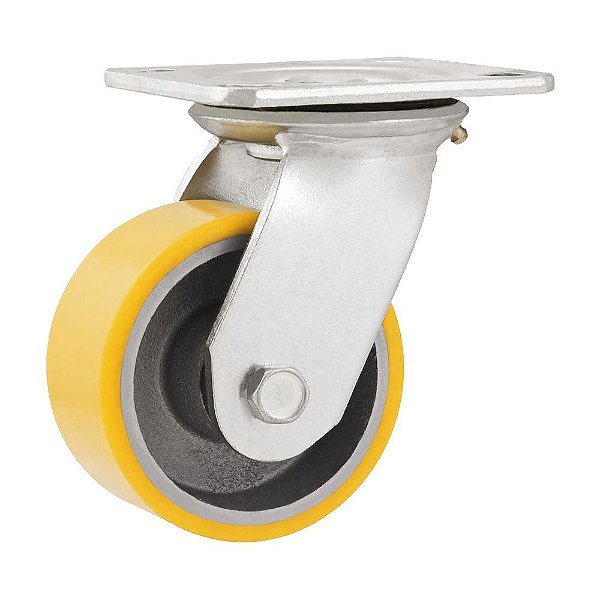RODÍZIO RODA GIRATÓRIO POLIURETANO FERRO 4" 101MM 200KG