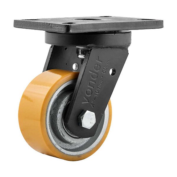 RODÍZIO RODA GIRATÓRIO POLIURETANO FERRO 4" 101MM 400KG