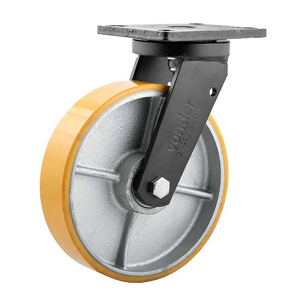 RODÍZIO RODA GIRATÓRIO POLIURETANO FERRO 8" 203MM 900KG