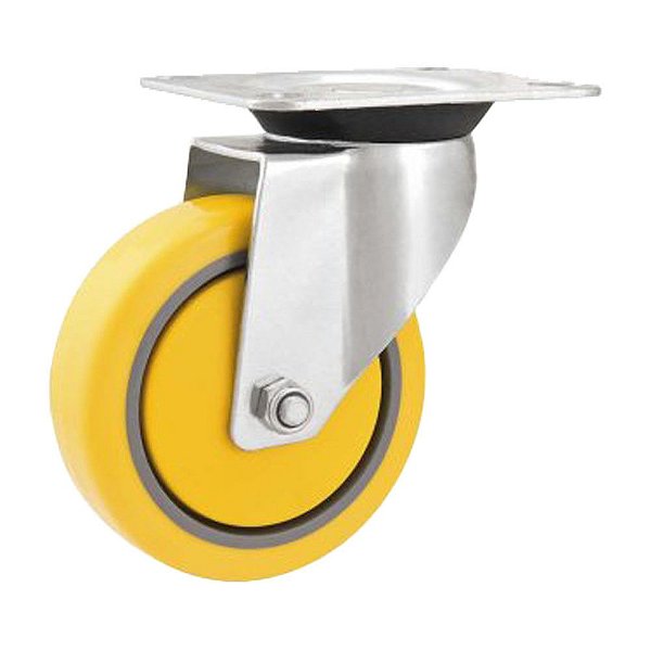 RODÍZIO RODA GIRATÓRIO PVC AMARELA AÇO 5" 127MM