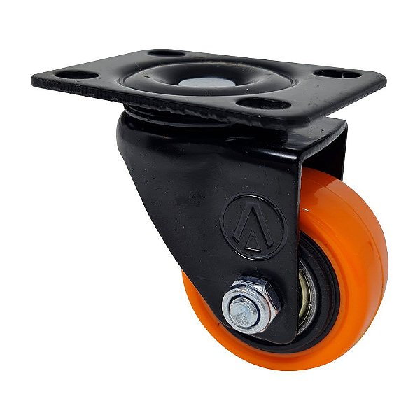 RODÍZIO RODA GIRATÓRIO PVC LARANJA REFORÇADO MOVEIS 3" 75MM