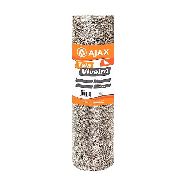 TELA VIVEIRO ARAME GALVANIZADO BWG 26 PÁSSAROS 0,60X50M