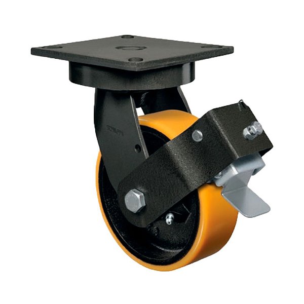 Roda Rodízio Giratório Freio 8" PU Moldado GMX82 PE FP 900kg