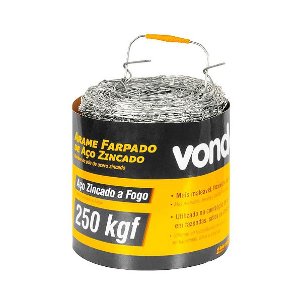 ARAME FARPADO ZINCADO VONDER ROLO 250 METROS 250KGF