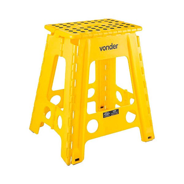 BANQUETA PLÁSTICA DOBRÁVEL AMARELA VONDER 150KG ALTURA 450MM