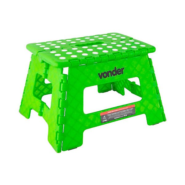 BANQUETA PLÁSTICA DOBRÁVEL VERDE VONDER 150KG ALTURA 220MM