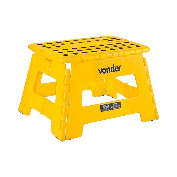 BANQUETA PLÁSTICA DOBRÁVEL AMARELA VONDER 150KG ALTURA 220MM