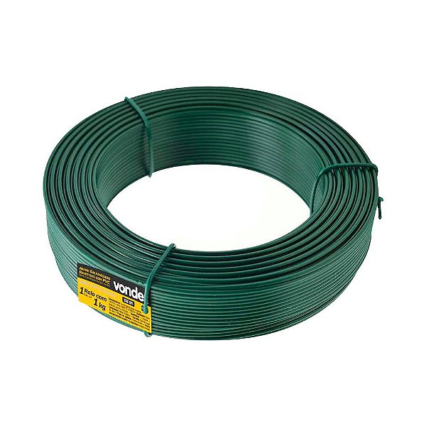 ARAME GALVANIZADO REVESTIDO PVC VERDE VONDER BWG 18 ROLO 1KG