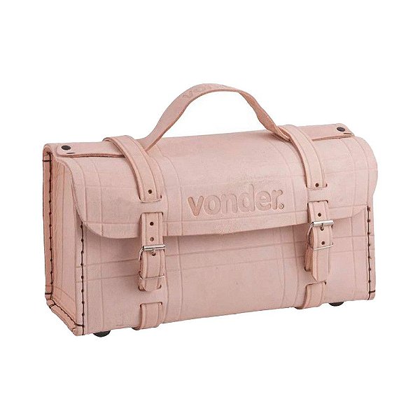 MALETA DE COURO MARROM PARA FERRAMENTAS VONDER 36X18X13CM