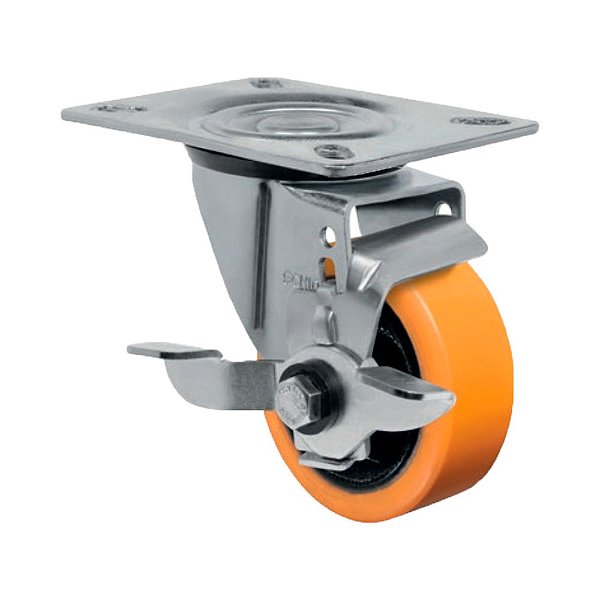 RODÍZIO RODA GIRATÓRIO FREIO 3" PU MOLDADO GL312 PN SL 170KG