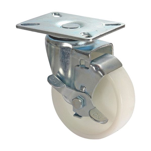 RODA RODÍZIO GIRATÓRIO FREIO NYLON 4 POLEGAD 100MM 90KG