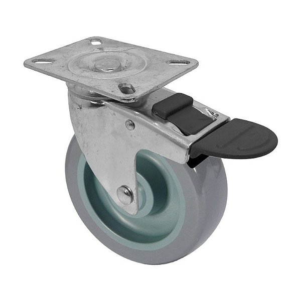 RODÍZIO RODA GIRATÓRIO FREIO PVC BP 5 POLEG 130MM GL512BPFT