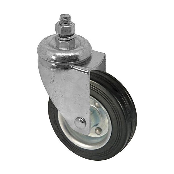 RODA RODÍZIO BORRACHA MACIÇA 3 POL 75MM GIRATÓRIO ROSCA 40KG