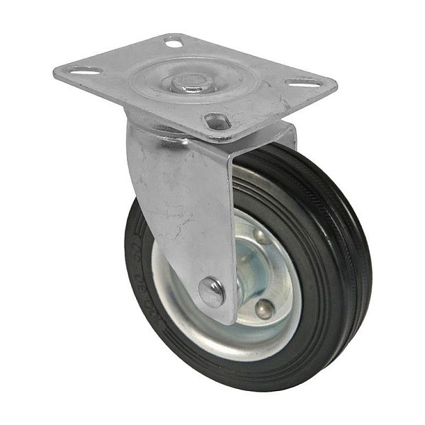 RODÍZIO RODA BORRACHA MACIÇA 5 POL 130MM GIRATÓRIO 100KG
