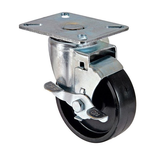 RODÍZIO RODA POLIPROPILENO 4 POL 100MM GIRATÓRIO FREIO 80KG
