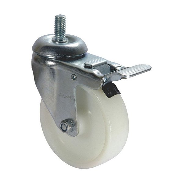 RODA RODÍZIO GIRATÓRIO ROSCA FREIO NYLON 3 POLEGAD 75MM 70KG