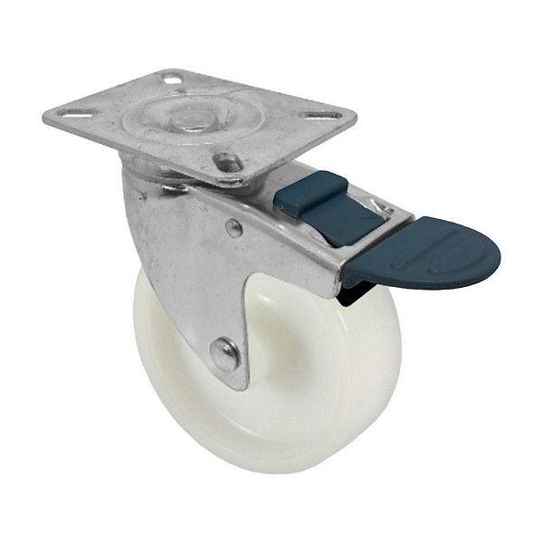 RODA RODÍZIO GIRATÓRIO FREIO NYLON 4 POLEGAD 100MM 90KG