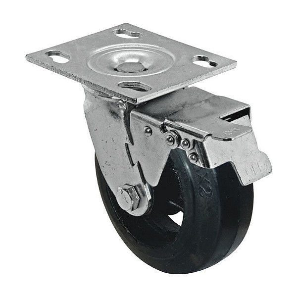 RODA RODÍZIO BORRACHA MOLDADA 8 POL GIRATÓRIO FREIO 250KG