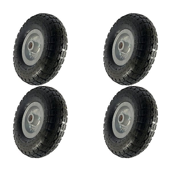 KIT 4 UN RODA PNEUM. AJAX CARGO 3.50-4 - 4L ARO ALUM. 7/8"