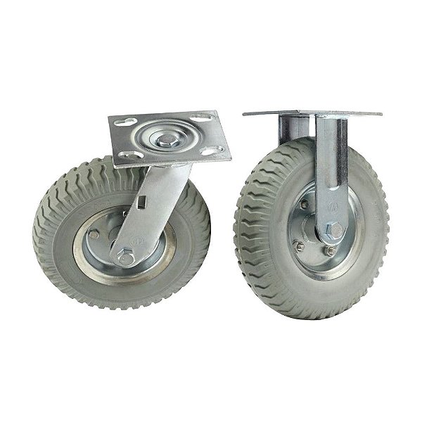KIT FIXO E GIRATÓRIO RODIZIO 8X2 RODA MACIÇA PU 250X4