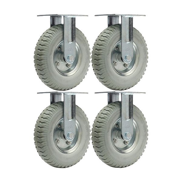 KIT 4 UN RODÍZIO FIXO 8X2 RODA MACIÇA PU 250X4