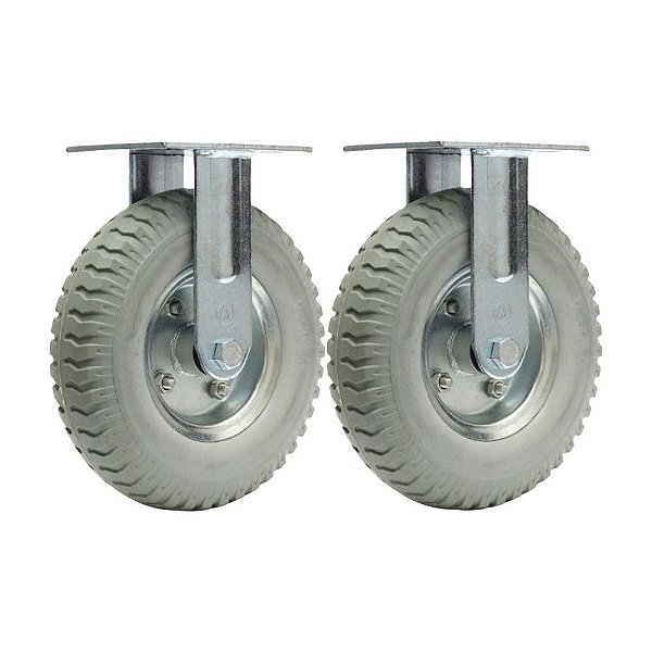 KIT 2 UN RODÍZIO FIXO 8X2 RODA MACIÇA PU 250X4