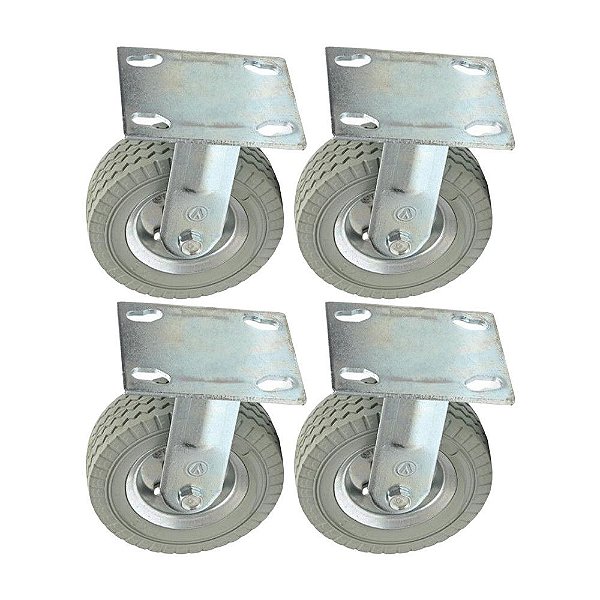 KIT 4 UN RODÍZIO FIXO RODA MACIÇA PU 6X2