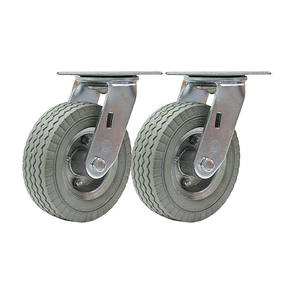 KIT 2 UN RODÍZIO GIRATÓRIO RODA MACIÇA PU 6X2