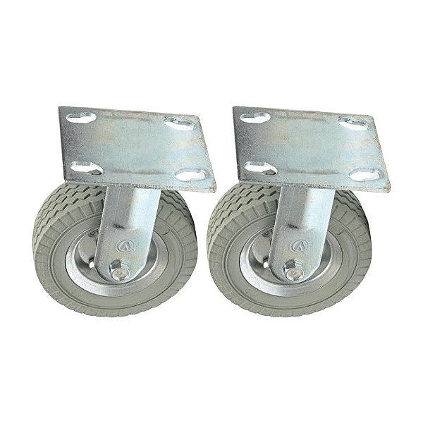KIT 2 UN RODIZIO FIXO RODA MACIÇA PU 6X2