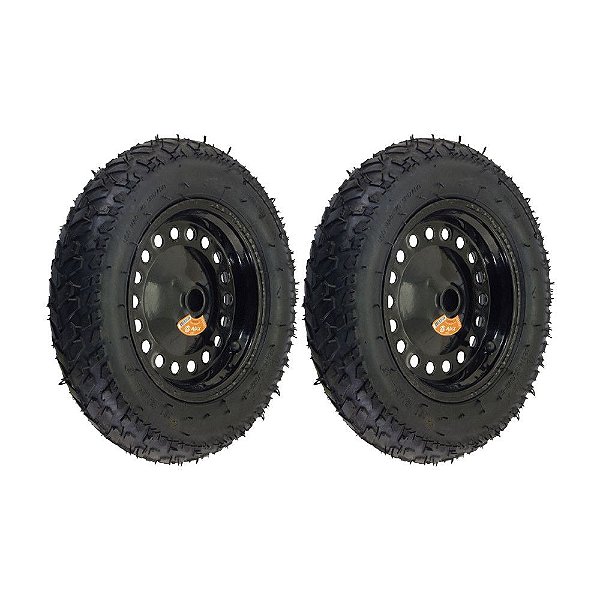 KIT 2 UN RODA PNEUM. AJAX  3.25-8 - 2L - FURO PASS. 3/4"