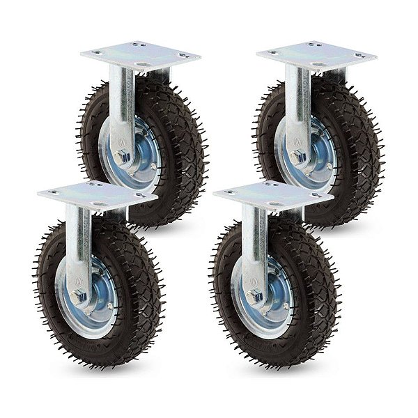 KIT 4 UN RODÍZIO FIXO 8X2 PNEUMÁTICO CARGO 250X4