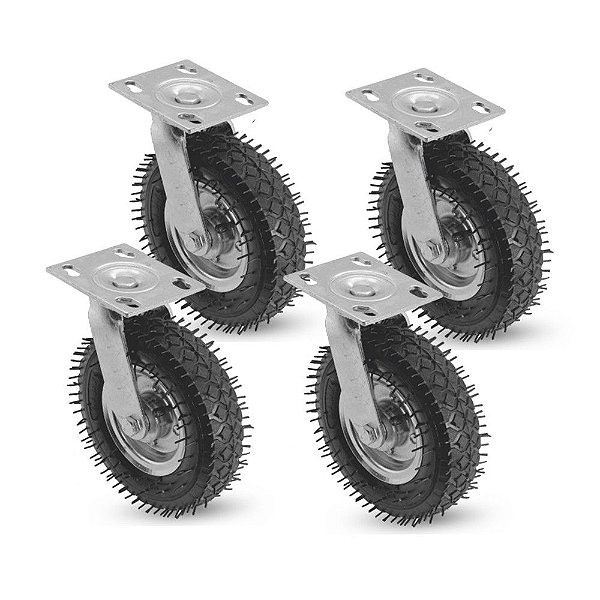 KIT 4 UN RODÍZIO GIRATÓRIO 8X2 PNEUMÁTICO CARGO 250X4